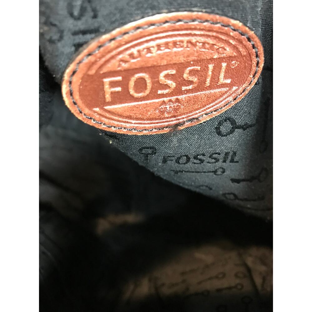 Fossil Reissue Vintage Brown and Black Leather Satchel Shoulder Bag Keyhole - Picture 8 of 10
